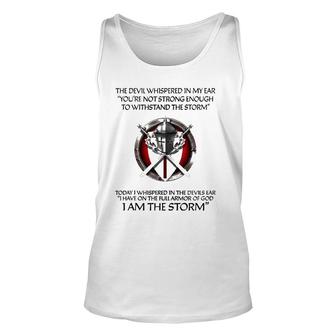 Religious Christian Bible Verse Gifts Sayings I Am The Storm Unisex Tank Top - Seseable