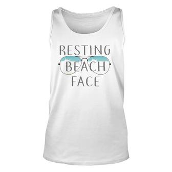 Resting Beach Face Summer Tee With Sunglasses Unisex Tank Top | Mazezy