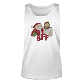 Santa And Jesus Are Best Friends Christmas Unisex Tank Top - Monsterry CA