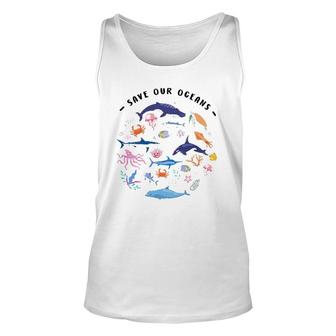 Save Our Oceans Seas Sea Creatures Sea Animals Protect Unisex Tank Top | Mazezy UK