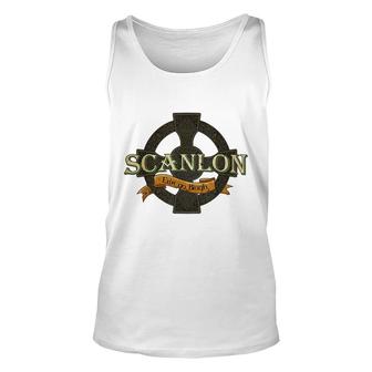 Scanlon Irish Surname Scanlon Irish Family Name Celtic Cross Unisex Tank Top - Seseable