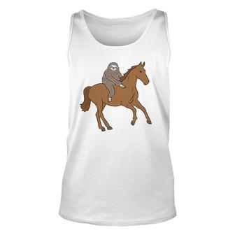 Sloth On Horse Funny Sloth Rides Horse Sloths Lover Unisex Tank Top | Mazezy