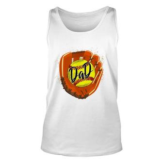 Softball Dad Glove Funny Fathers Day 2022 Cut Softball Dad Unisex Tank Top - Seseable