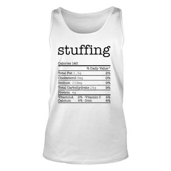Stuffing Nutrition Facts Funny Thanksgiving Christmas Food Unisex Tank Top - Seseable