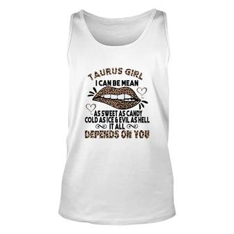 Sweet As Candy Cold As Ice Taurus Girl Leopard Design Unisex Tank Top - Seseable