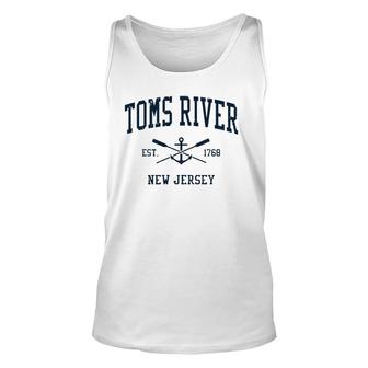 Toms River Nj Vintage Navy Crossed Oars & Boat Anchor Unisex Tank Top | Mazezy