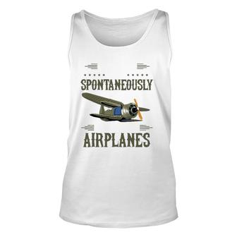 Warning May Spontaneously Talk About Airplanes Pilot Unisex Tank Top - Seseable