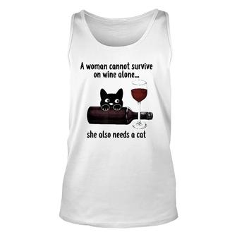 Wine S For Women A Woman Cannot Survive On Wine Alone Unisex Tank Top - Seseable