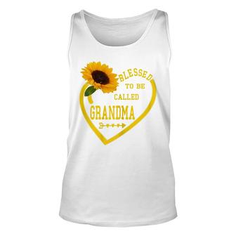 Womens Blessed To Be Called Grandma Mothers Day Sunflower Hearts Unisex Tank Top - Seseable