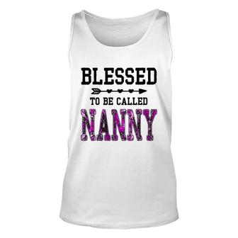 Womens Blessed To Be Called Nanny Mothers Day Floral Grandma Unisex Tank Top - Seseable