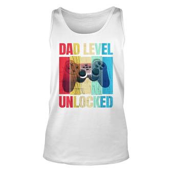 Womens Soon To Be Father Dad Level Unlocked Pregnancy Announcement Unisex Tank Top - Thegiftio UK