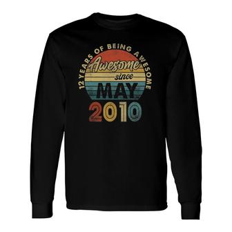 12 Years Old Retro May 2010 Vintage 12Th Birthday Men Long Sleeve T-Shirt - Seseable