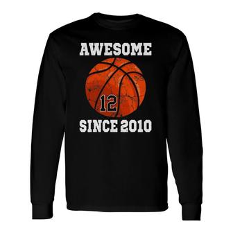 12Th Birthday Basketball Player 12 Years Old Vintage Retro Long Sleeve T-Shirt - Seseable