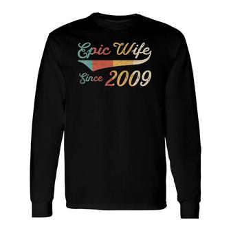 13 Years Wedding Anniversary For Her Epic Wife Since 2009 V-Neck Long Sleeve T-Shirt T-Shirt | Mazezy