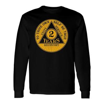 2 Years Sobriety Coin Recovery Coin Long Sleeve T-Shirt T-Shirt | Mazezy