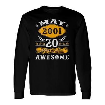 20Th Birthday Decorations May 2001 Men Women 20 Years Old Long Sleeve T-Shirt - Seseable