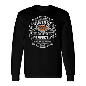 21 Years Old 2000 Vintage 21St Bday Tee Decorations Long Sleeve T-Shirt - Seseable