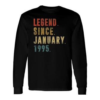 27 Years Old Legend Since January 1995 27Th Birthday Long Sleeve T-Shirt - Seseable