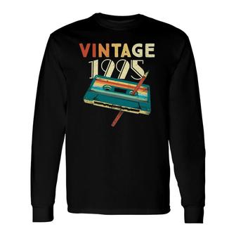 27 Years Old Vintage 1995 Music Cassette 27Th Birthday Long Sleeve T-Shirt - Seseable