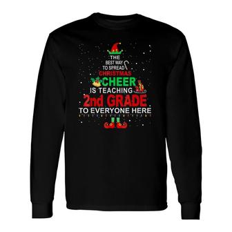 2Nd Grade Teacher Christmas Elf Christmas Cheer Long Sleeve T-Shirt - Seseable