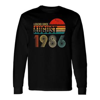 35 Years Old Retro Birthday Legend Since August 1986 Ver2 Long Sleeve T-Shirt - Seseable