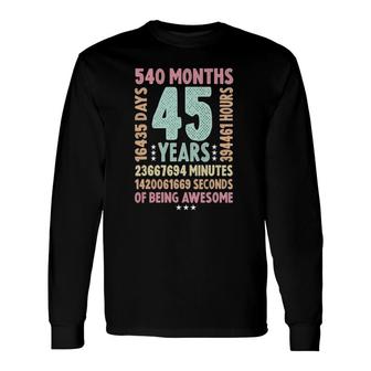 45Th Birthday 45 Years Old Vintage Retro 45 Yr Old Long Sleeve T-Shirt - Seseable