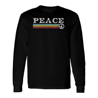 70S Stripe Vintage Retro Peace Hippy Hippie Long Sleeve T-Shirt - Seseable