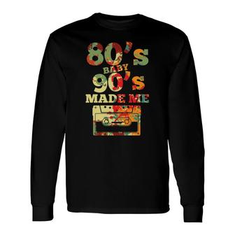 80S Baby 90S Made Me Cassette Retro Watercolor Long Sleeve T-Shirt - Seseable