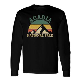 Acadia National Park Maine Mountains Retro Sunset Vintage Long Sleeve T-Shirt T-Shirt | Mazezy