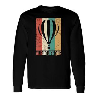 Alburquerque Hot Air Balloon Retro Rainbow Ballooning V-Neck Long Sleeve T-Shirt T-Shirt | Mazezy