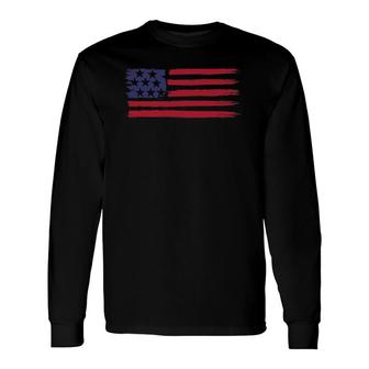 American Flag Cool Vintage 4Th Of July Usa Flags Tee Long Sleeve T-Shirt - Seseable