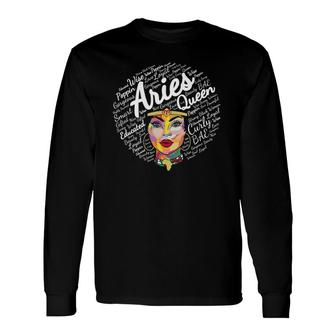 Aries Queen For Black Born In March April Aries Long Sleeve T-Shirt T-Shirt | Mazezy