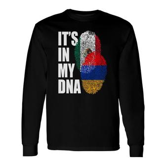 Armenian And Mexican Mix Dna Flag Heritage Long Sleeve T-Shirt - Thegiftio