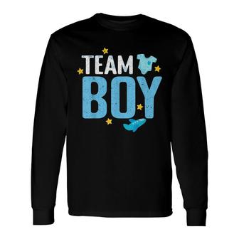 Baby Announcement Team Boy Future Mom Dad Gender Reveal Long Sleeve T-Shirt - Seseable