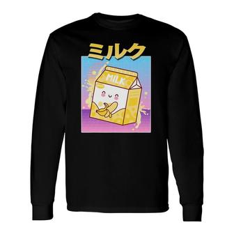 Banana Milk Shake Retro 90S Japanese Kawaii Anime Long Sleeve T-Shirt - Seseable