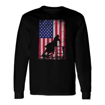 Barrel Racing 4Th July Independence Day Patriotic Long Sleeve T-Shirt - Seseable