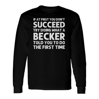 Becker Surname Tree Birthday Reunion Idea Long Sleeve T-Shirt - Seseable