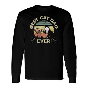 Best Cat Dad Ever Kitten Fist Bump Cute Pet Owner Father Long Sleeve T-Shirt - Seseable
