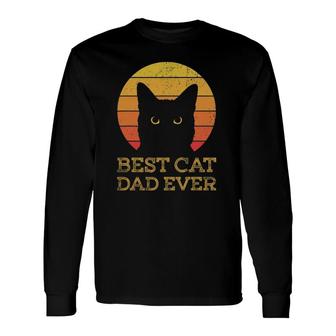 Best Cat Dad Ever Vintage Cat Daddy Fathers Day Long Sleeve T-Shirt - Seseable