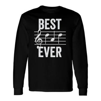 Best Dad Ever Music Note Bold Condensed Dark Long Sleeve T-Shirt - Seseable
