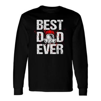 Best Dad Ever Vintage Firefighter Thin Red Line Fireman Long Sleeve T-Shirt - Seseable