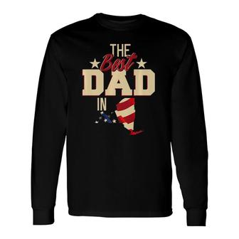 Best Dad In New York Fathers Day Patriotic Long Sleeve T-Shirt - Seseable