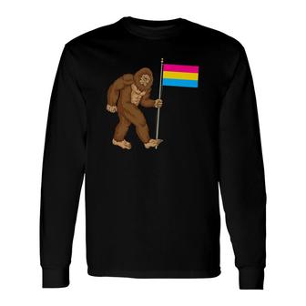 Bigfoot Pansexual Flag Shirt Pansexual Shirts Long Sleeve T-Shirt - Monsterry CA