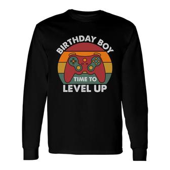 Birthday Boy Time To Level Up Birthday Boy Matching Video Gamer Vintage Long Sleeve T-Shirt - Seseable