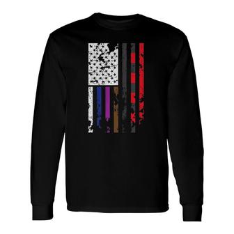 Bjj Brazilian Jiu Jitsu Distressed American Flag Graphic Long Sleeve T-Shirt T-Shirt | Mazezy