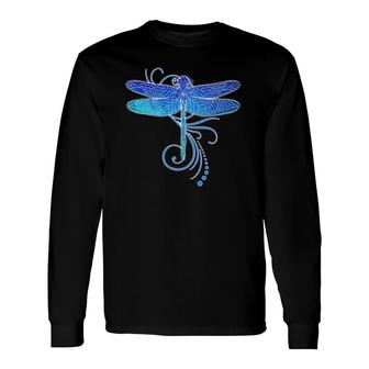 Blue Dragonfly Watercolor Art Damselfly Insect Tee Long Sleeve T-Shirt T-Shirt | Mazezy