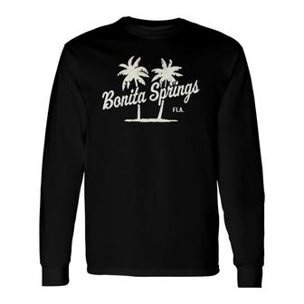 Bonita Springs Florida Vintage 70S Palm Trees Graphic Long Sleeve T-Shirt T-Shirt | Mazezy