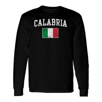 Calabria Italy Flag Italia Italian Vintage Distressed Long Sleeve T-Shirt - Thegiftio UK