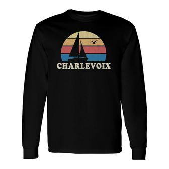 Charlevoix Mi Vintage Sailboat 70S Throwback Sunset Long Sleeve T-Shirt T-Shirt | Mazezy AU
