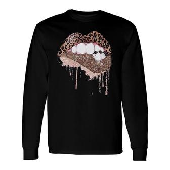 Cheetah Animal Print Sexy Kiss Mouth Leopard Print Lips Long Sleeve T-Shirt T-Shirt | Mazezy
